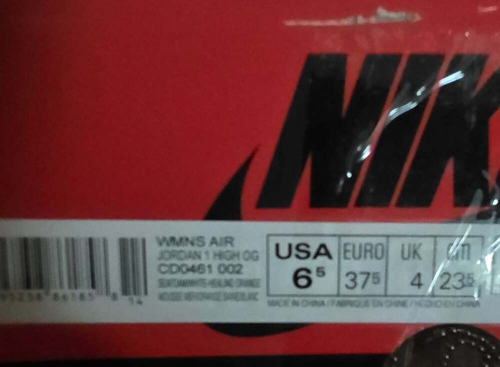 Nike Air Jordan 1 High OG Size 6.5 Orange White Sneakers